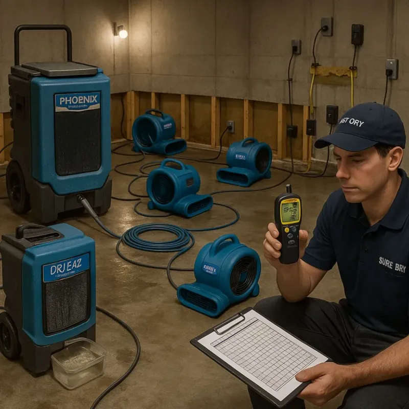 Structural Drying and Dehumidification process in Kittery Point, ME